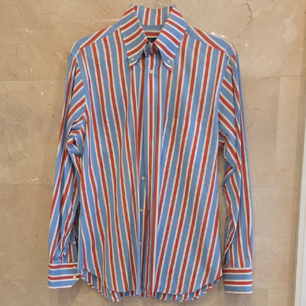MEN'S ITALIAN EREDI PISANO BUTTON DOWN PINSTRIPE DRESS SHIRT Size 16 $250